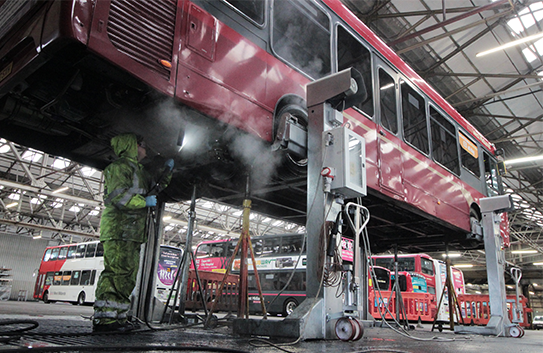 National Express West Midlands chooses Totalkare G8AC wash bay column lifts