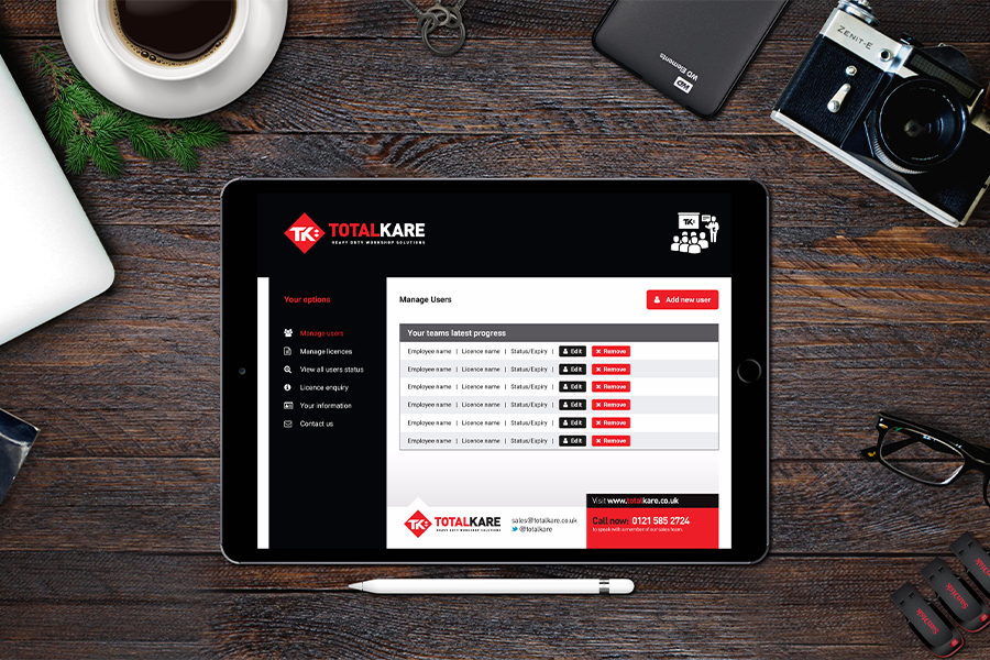 Online training shown on a tabley