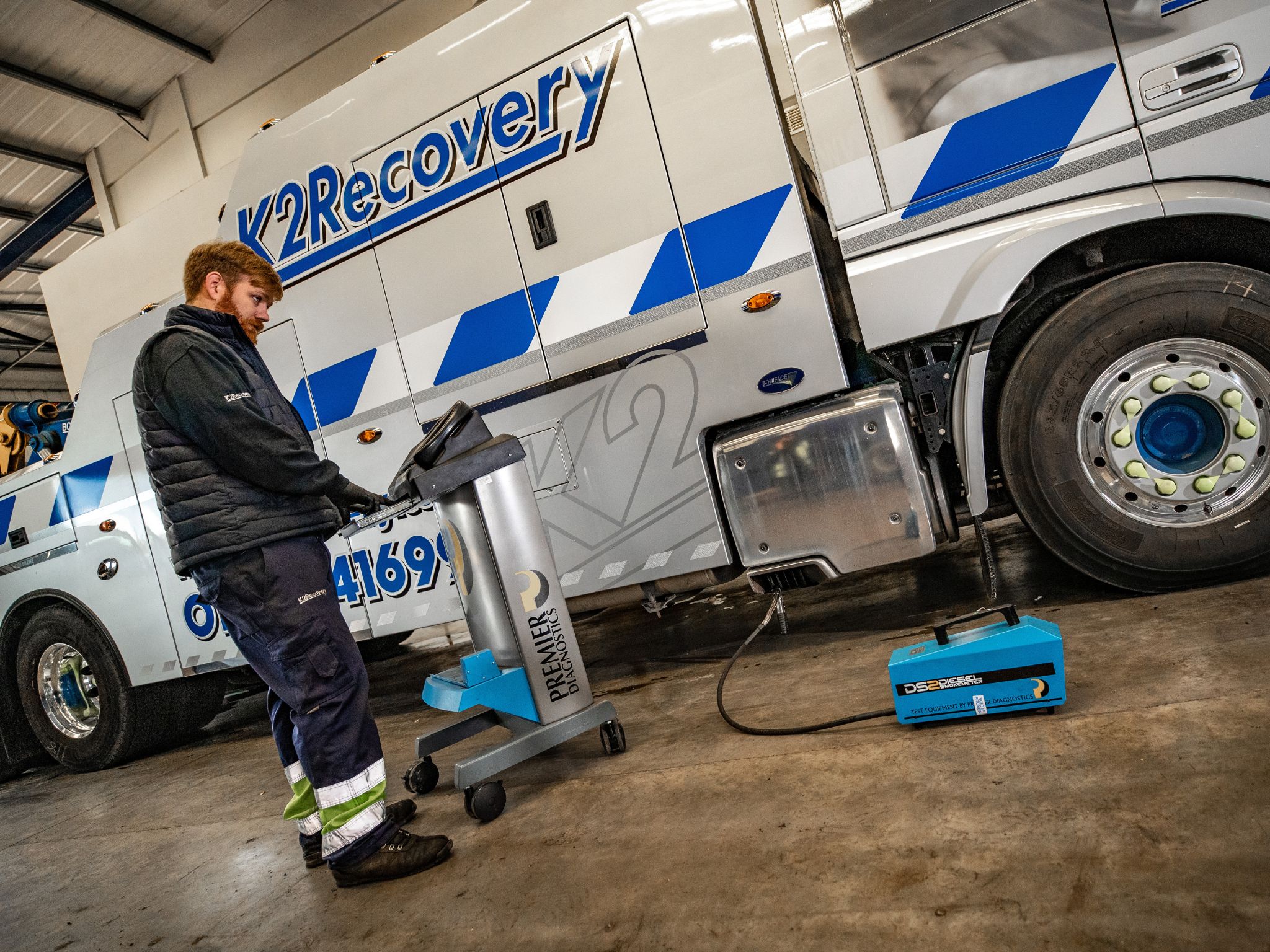 Smoke Meter being used on a recovery truck